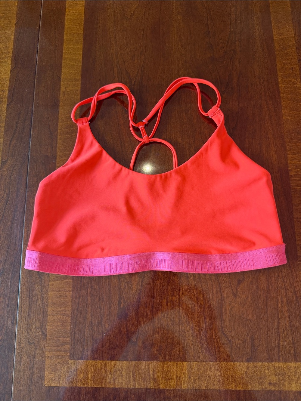 Under Armour Coral-Pink Women's sports bra Top with Branded Band